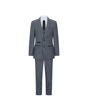 3-delig blauw tweed geruit vintage retro pak voor jongens