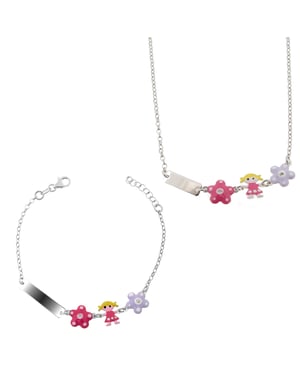 Orphelia 'Dahlia' Kinder 925 Sterling Zilveren Set: Armband + Colier - Zilver SET-7147
