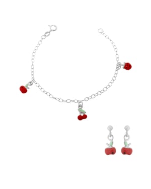 Orphelia 'Apple' Kinder 925 Sterling Zilveren Set: Armband + Oorbellen - Zilver SET-7149/1