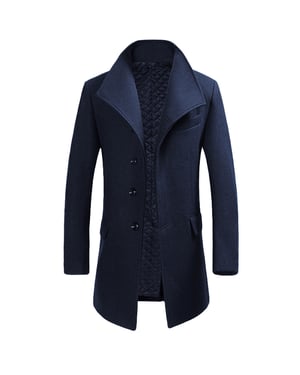 Allthemen herenwollen jas winter zakelijk slim fit reversjas marineblauw