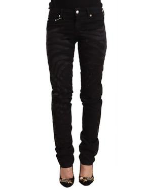 Just Cavalli Dames Zwarte Mid Waist Versierde Skinny Jeans