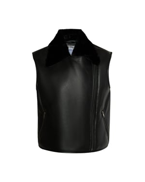 Dreimaster Leren vest Dames zwart