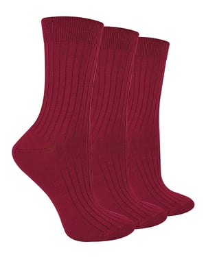 Steven - Dames 3 Paar Originele Merino Wol Sokken - Warme Wintersokken Multipack - Bordeaux