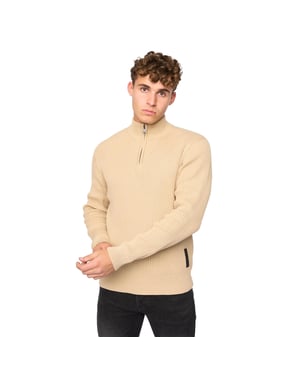 Crosshatch Heren Havaline gebreide Quarter Zip Pullover (Zwart)