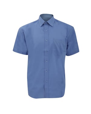 Russell Collectie Heren Korte Mouwen Poly-Katoen Easy Care Poplin Shirt (Bedrijfsblauw)