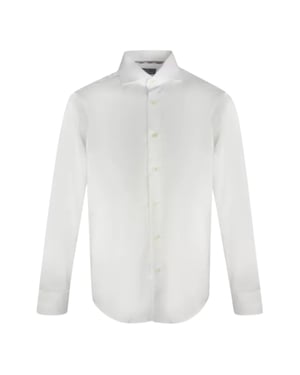 Aquascutum effen wit overhemd met lange mouwen