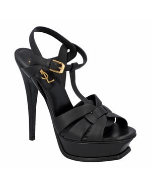 Saint Laurent Tribute Platform Sandalen Zwart