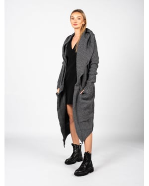 La Haine Iside Us Cardigan Unisex-LM056 Vrouw Grijs