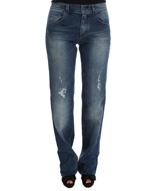 Ermanno Scervino Slim Fit Jeans in blauw gewassen katoenmix voor dames