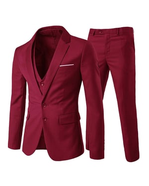 3-delig pak met gekerfde revers rood