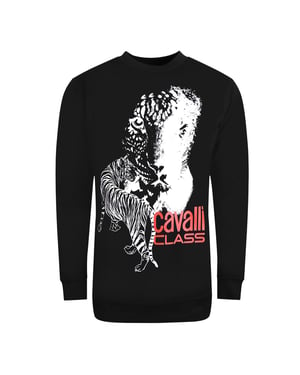 Cavalli Class groot tijgerlogo ontwerp zwart sweatshirt