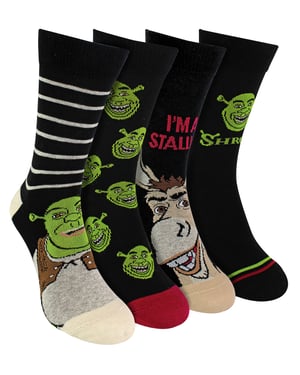 4 Paar Verpakkingsset Mannen Shrek Sokken | Ademend Leuke Novelty Ezel Sokken, Dreamworks Sokken | Shrek Cadeaus - Shrek / Ezel