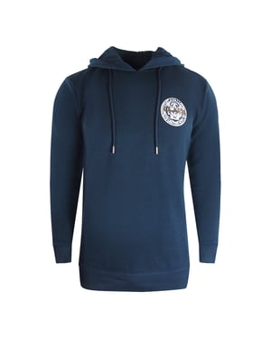 Marineblauwe hoodie met Cavalli-klasse grote cirkelontwerp