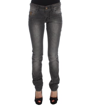 John Galliano Slim Fit Stretch Jeans met grijze wassing en katoenmix.