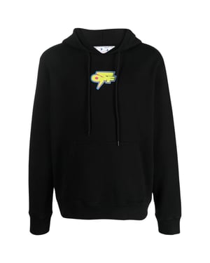 Gebroken witte zwarte slim-fit hoodie met Dedrade Thunder-logo