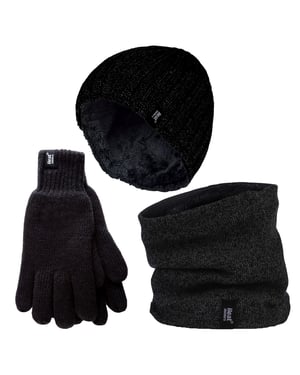 Heat Holders - Heren Muts, Sjaal & Handschoenen Set - Winter Accessoires Set - Zwart