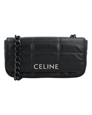 Celine Matelassé Schoudertas met Ketting Gequilt Zwart