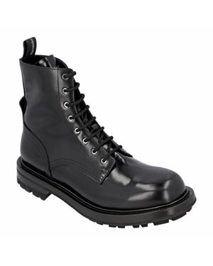 Alexander McQueen Gladde leren gevechtslaarzen