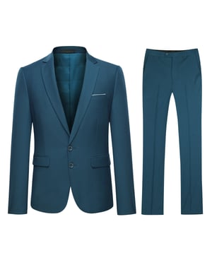 Heren 2-delig slim fit staalblauw pak met twee knopen