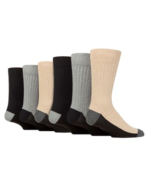 Wildfeet - 6 Paar Heren Katoenen Boot Sokken voor Buiten | Ideaal voor Wandelen - Zwart