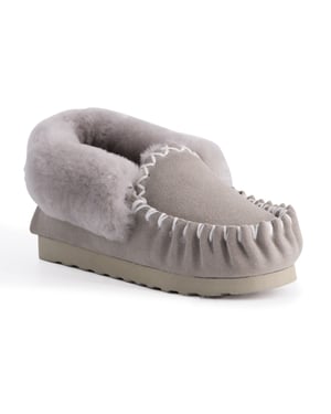 Aus Wooli "Waterloo" Australia Hand Stitched Women's Sheepskin Moccasin, Licht Grijs