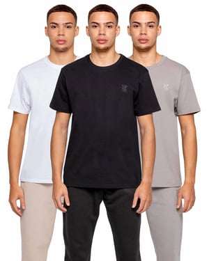 Kruze 3 Pack Heren Crew Neck T-Shirt - Assorti