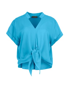 Cerulean Charm viscose blouse met striksluiting