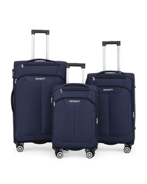 Blauwe zachte koffer 8-wiel bagageset TSA lichte handbagage handbagage