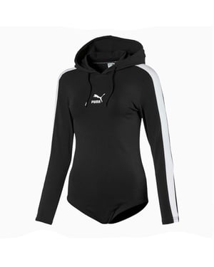 Puma Classics Womens Hooded Long Sleeve Bodysuit Zwart 596709 01