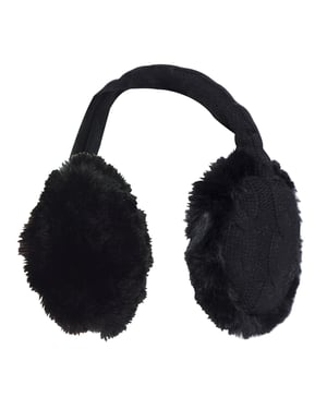 Heat Holders - Gebreide oorwarmers voor dames met imitatiebont - Zwart