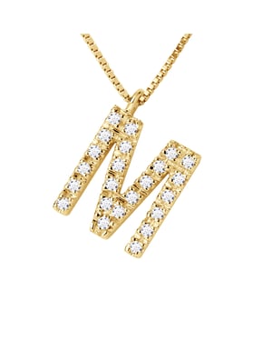 Collar ABC Diamonds 0,12 Cts LETTER "M" Yellow Gold 18k