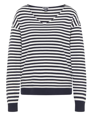Dreimaster Gebreide trui takelage Dames marine wol wit