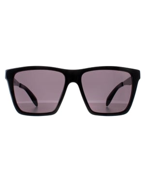 Alexander McQueen AM0352S 001 glanzend zwart en donkergrijs chroom zonnebril