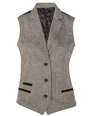 Dames Tweed jaren 1920 visgraat lichtgrijs gilet