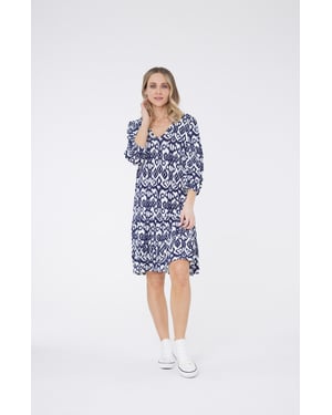 Jurk met tribale print - Blauw