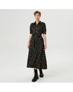 Shirt-jurk met gezwollen mouwen en lieveheersbeestje print