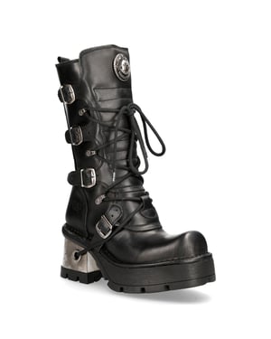 New Rock leren gothic halfhoge kuitlaarzen voor dames-373-S33