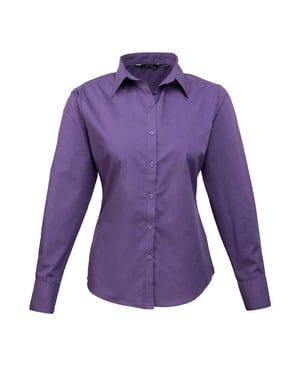 Premier Dames/Dames Popeline Blouse met Lange Mouwen (Paars)