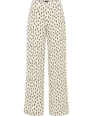 Dreimaster Stof broek Dames wol wit zwart