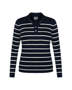 Dreimaster Gebreide trui Dames marine wol wit