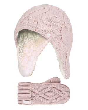 Heat Holders Meisjes Majestueuze Trapper Hat Mitts Set - Schemerig Roze