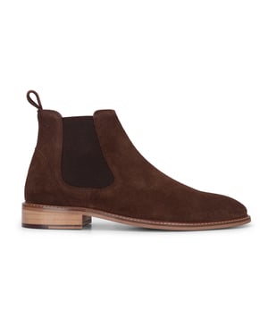London Brogues Heren Bruine Suède Leren Slip-On Chelsea Enkellaarsjes