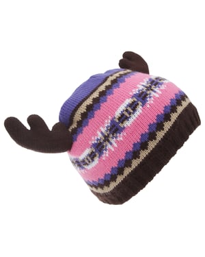 FLOSO Kinderen/Kinderen Fairisle Moose Winter Beanie Hat Met Antlers (Roze/paars)