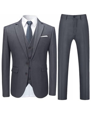 Driedelig herenpak, slim fit Nardo grijs pak met twee knopen