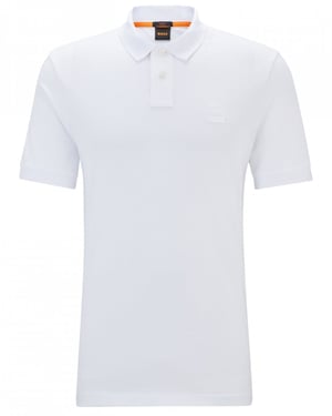 BOSS Orange Passenger Heren Stretch-Katoen Slim-Fit Polo met Logo Patch NOS