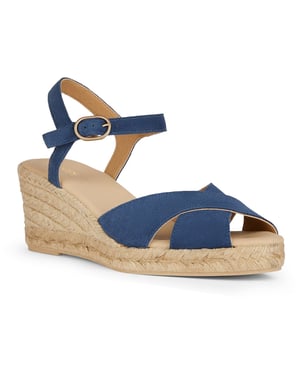 Geox D Gelsa Laag Leren Vrouwen Navy Sandalen