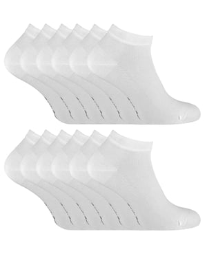 Sock Snob 12 Paar Heren Bamboe Trainer Sokken, Ademende Kussensokken voor Zomer - Wit