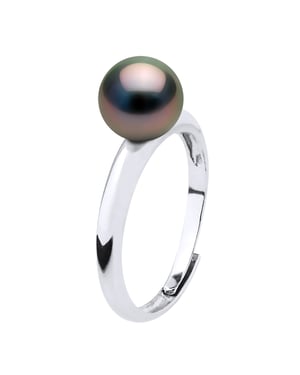 Ring Domed - Echte Cultured Tahiti Parels Rond 7-8 mm