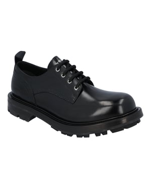 Alexander McQueen Geribbelde Zool Veterschoen 'Zwart'