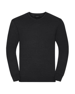 Russell Collection Heren Gebreid V Hals Sweatshirt (Houtskool mergel)